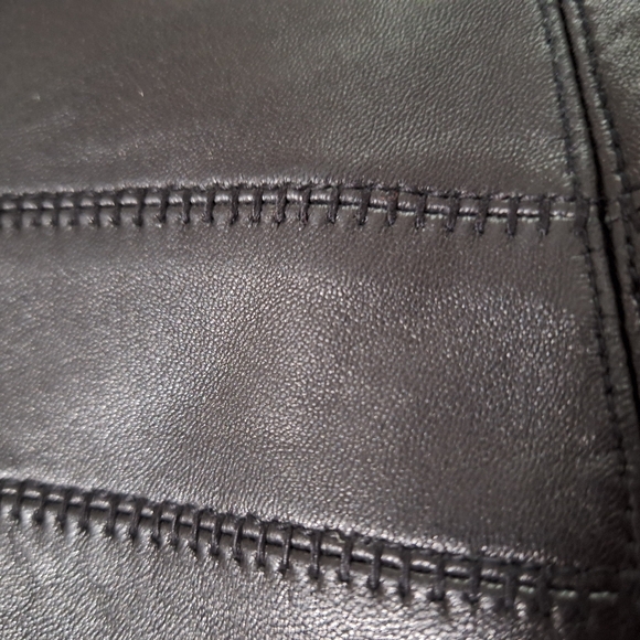 Jones New York Black Leather Stitch Detailed Coat - Picture 4 of 16
